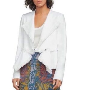 BCBGMaxAzria White Fringed Blazer